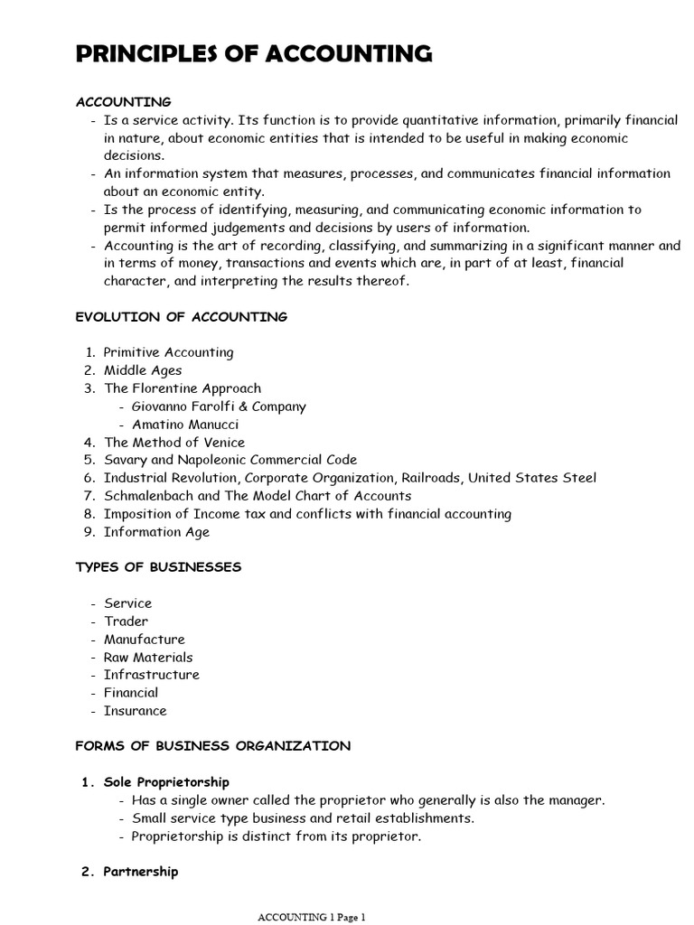 Overview of Accounting Principles and Practices | PDF | Debits And ...