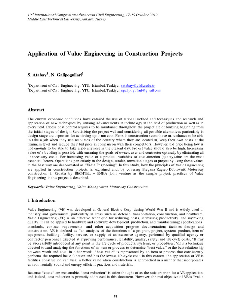 Application of Value Engineering in Construction Projects - File - 1039 ...