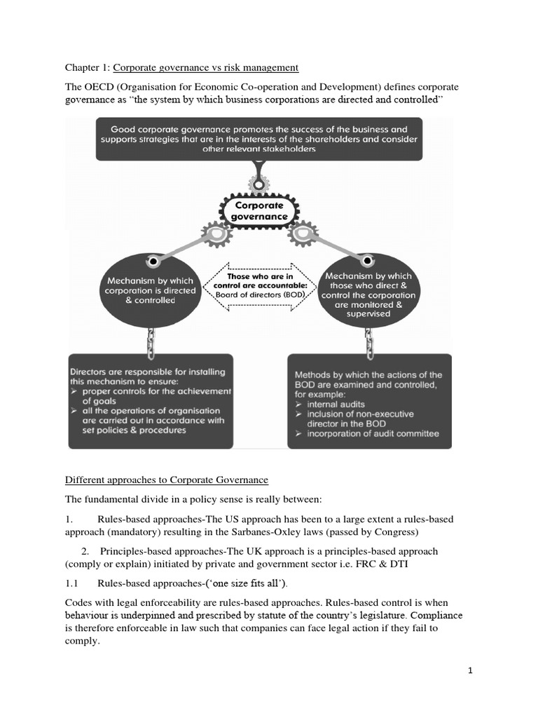 Chapter 1 Corporate Governance Pdf European Union Governance