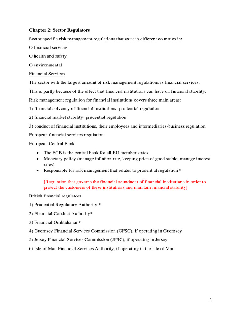 Chapter 2 Sector Regulators | PDF | Financial Services Authority ...