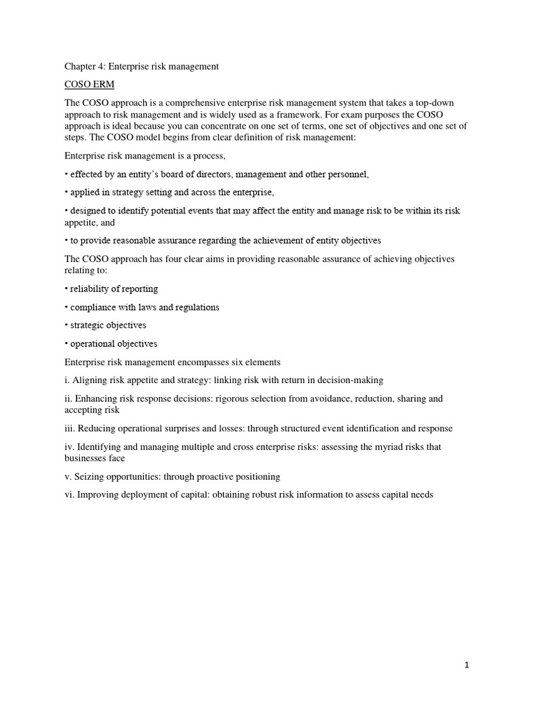 Chapter 4 Enterprise Risk Management Pdf Risk Management Risk