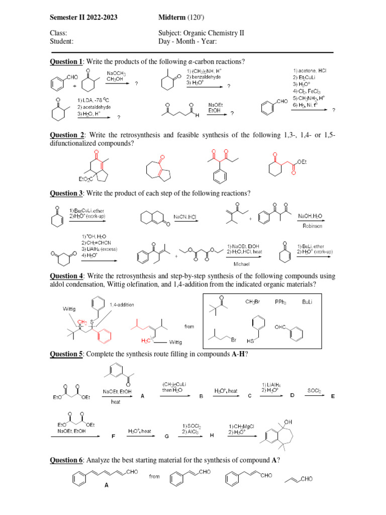 Organic Chemistry II Midterm Exam Guide | PDF
