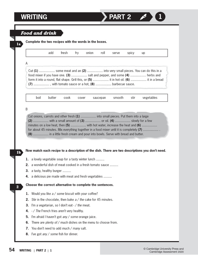 Exam Booster Writing Part 2 | PDF | Tomato Sauce | Cuisine