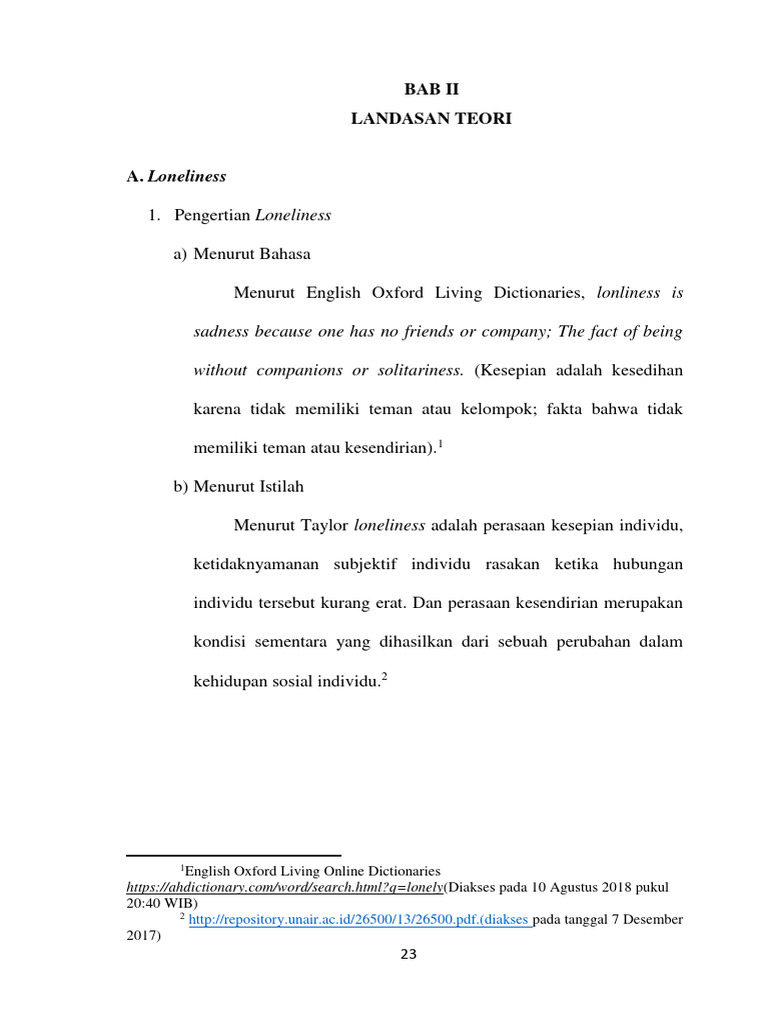 Teori dan Aspek Kesepian dalam Psikologi | PDF