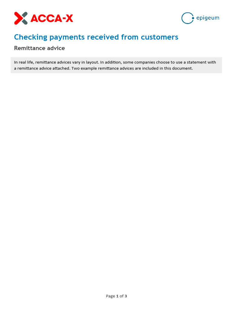 FA1C 1 06 Remittance Advices | PDF | Finance & Money Management