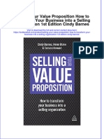 PDF Selling Your Value Proposition How To Transform Your Business Into A Selling Organization 1St Edition Cindy Barnes Ebook Full Chapter