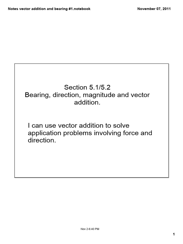 Vector Addition and Bearings Guide | PDF | Euclidean Vector | Force