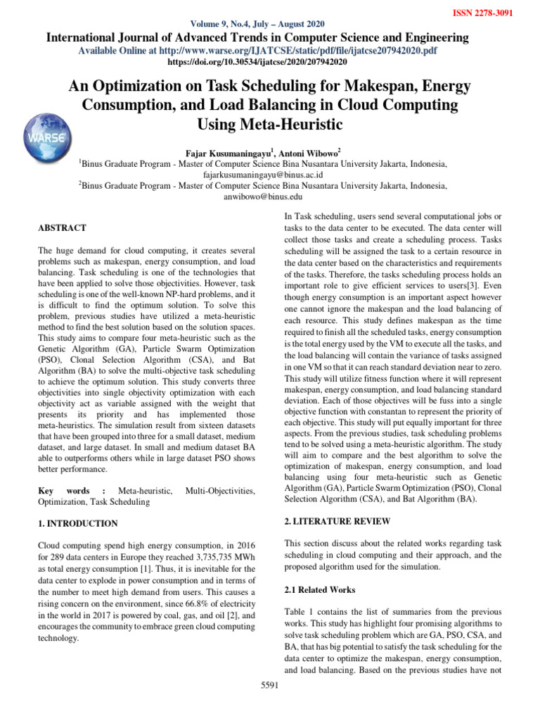 An Optimization On Task Scheduling For Makespan, Energy | PDF ...
