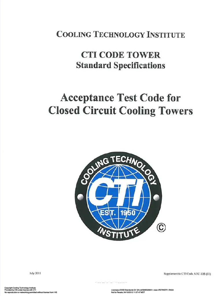 Pdf cti atc 105 acceptance test code for water cooling towers