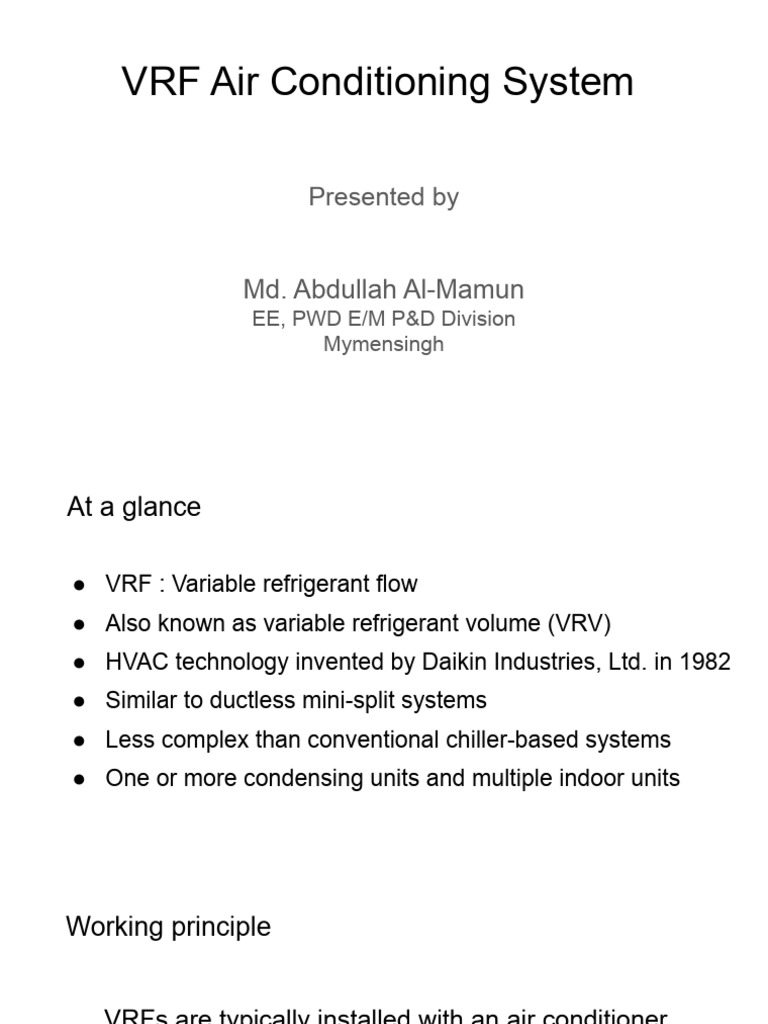 Overview of VRF Air Conditioning Systems | PDF | Home & Garden
