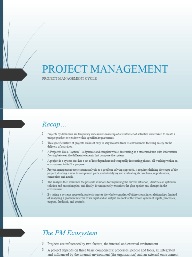 Project Management Cycle | Download Free PDF | Project Management | System