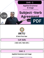 Lec 10 Sub Verb Agreement Part 1 Notes