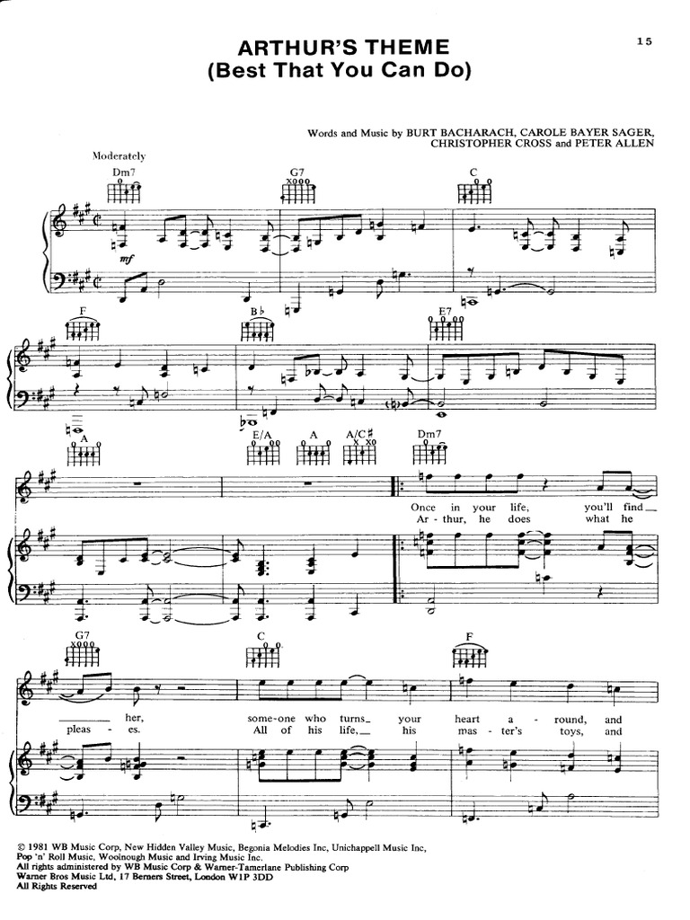 Burt Bacharach - Arthur's Theme | PDF
