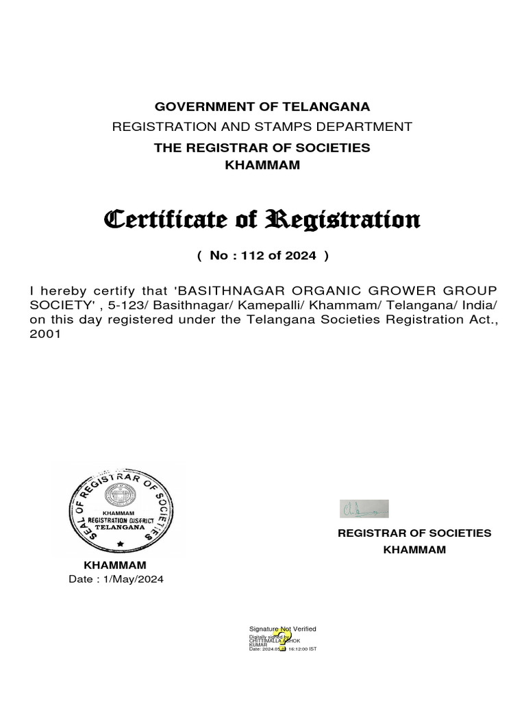 Certificate of Registration | PDF