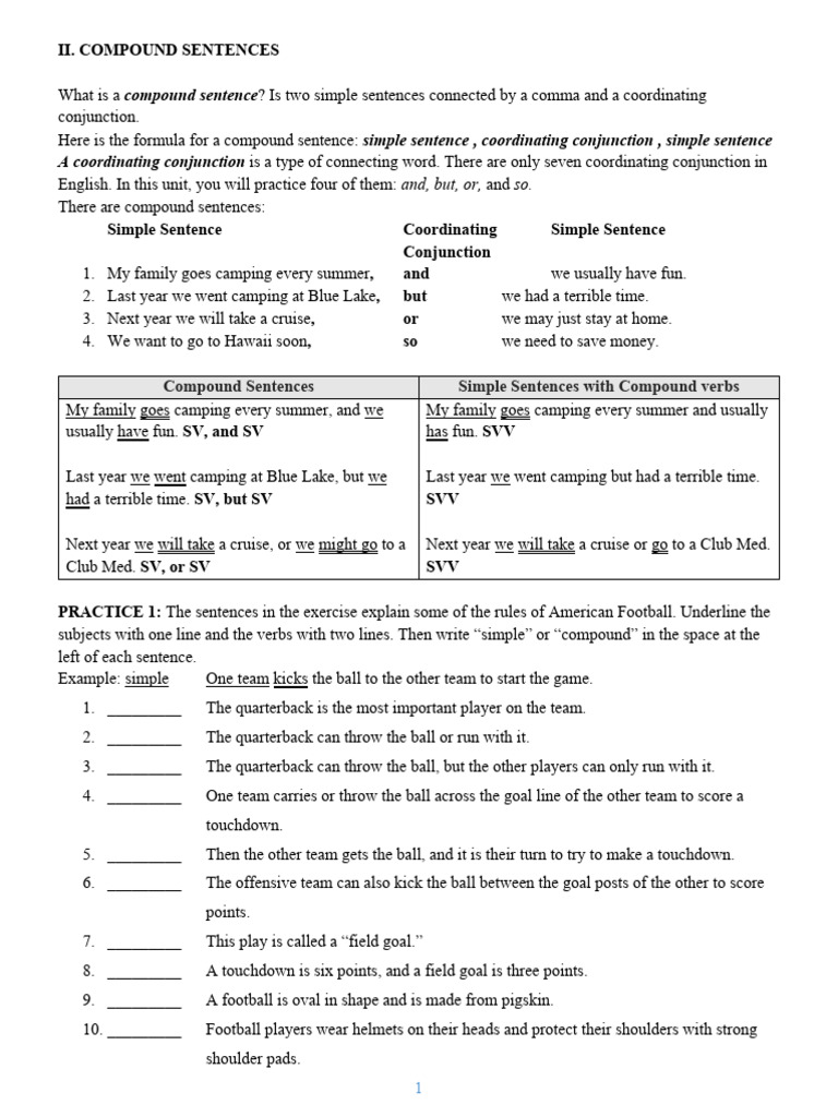 Compound Sentences Guide | PDF | English Language | Linguistics