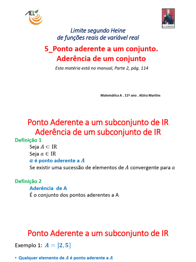 Aderência e Pontos Aderentes em IR | PDF | Conjunto (Matemática ...
