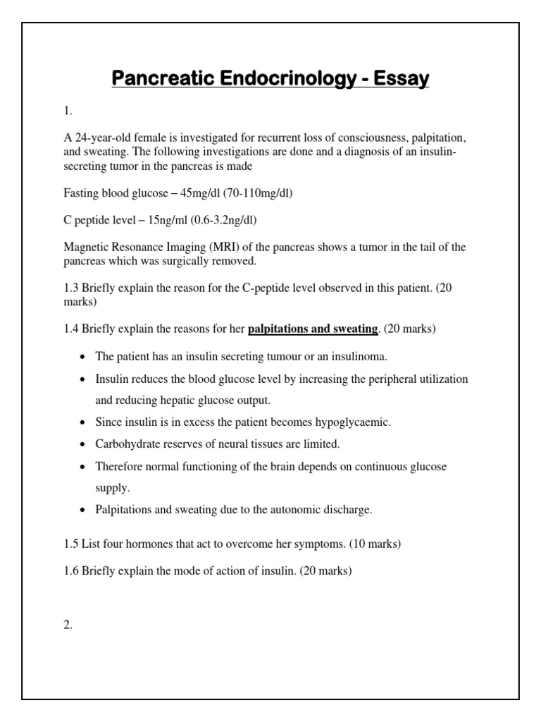 Pancreatic Endocrinology SEQ and MCQ | PDF | Insulin | Pancreas