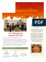 Kindergarten News: The Thanksgiving Program and Feast