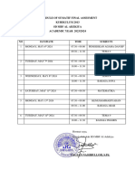 Schedule of Sumatif Final Assesment Six Grade