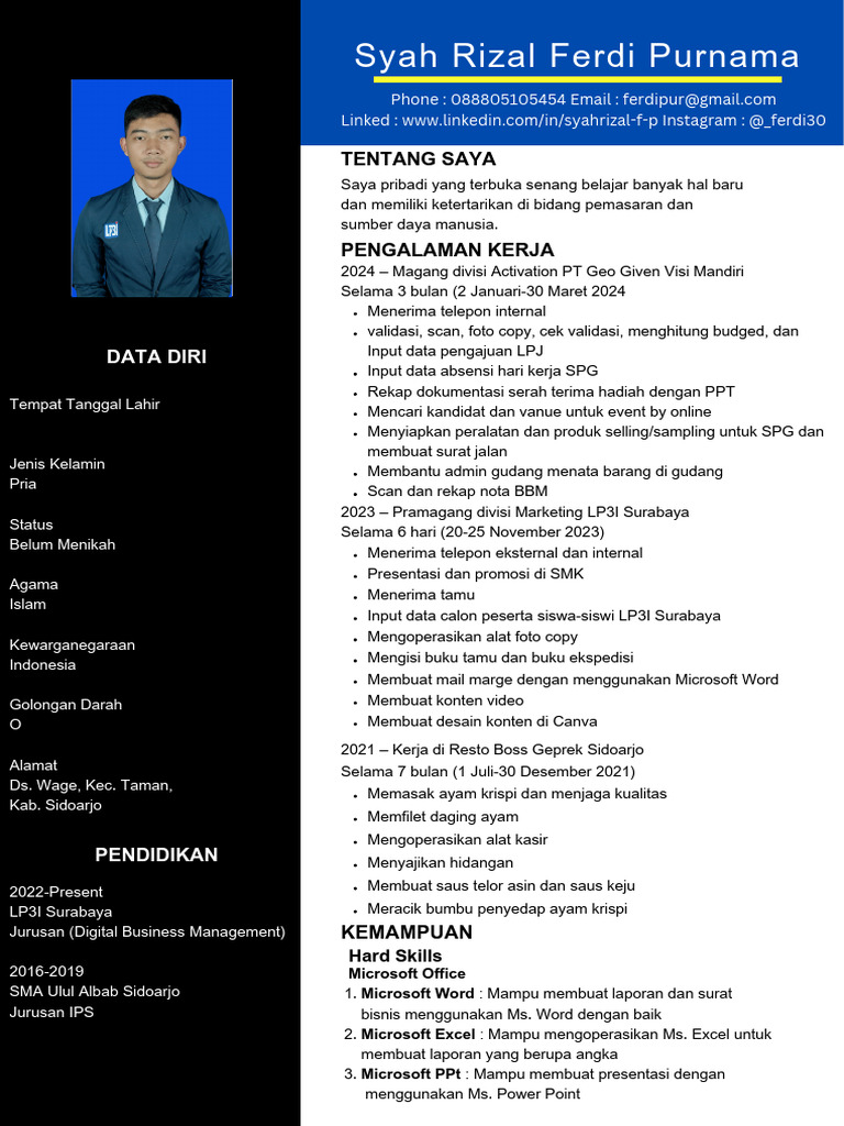 Profil Syah Rizal Ferdi Purnama | PDF