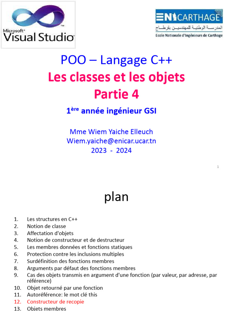 C++ : Classes, Objets et Constructeurs | PDF | C ++ | Programmation ...