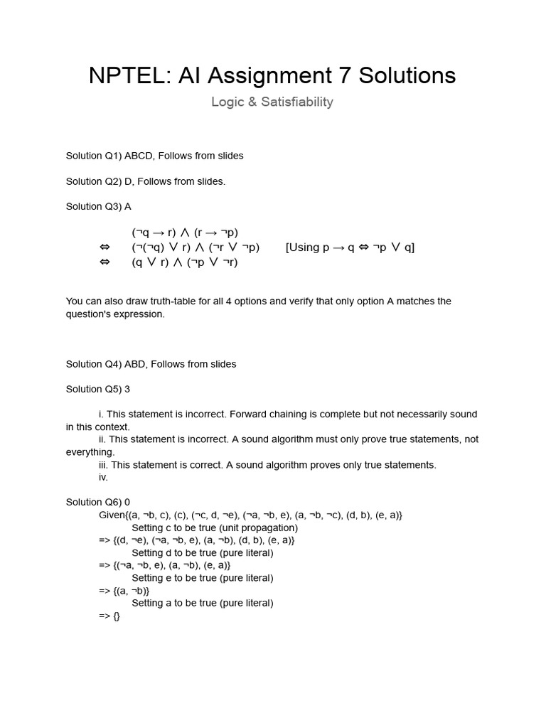 A7 Solutions | Download Free PDF | Logic | Applied Mathematics