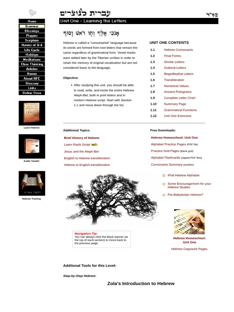 Unit One - Hebrew Letters | PDF | Hebrew Bible | Hebrew Language