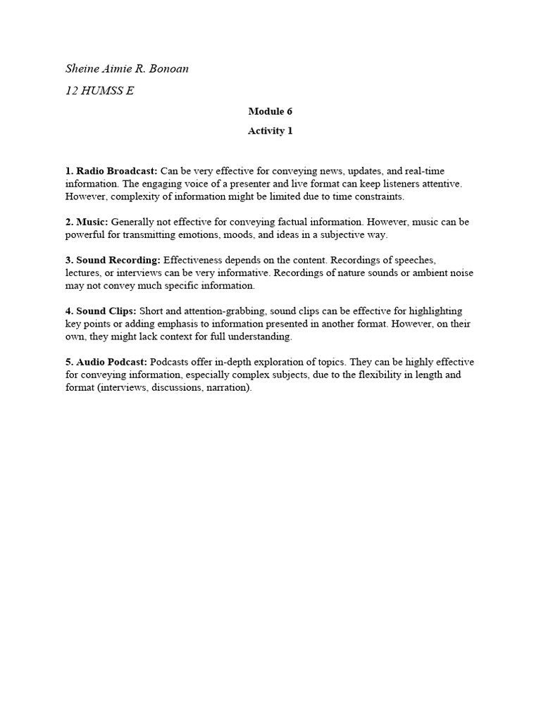 Effective Audio Formats For Information Pdf