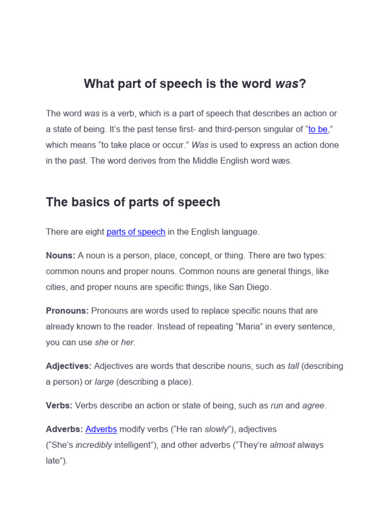 What part of speech is the word PDF Verb Part Of Speech
