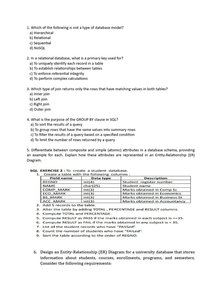 Database Models and ER Diagram Guide | PDF | Relational Database ...