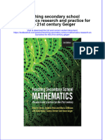 PDF Teaching Secondary School Mathematics Research and Practice For The 21St Century Geiger Ebook Full Chapter