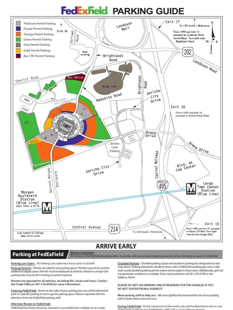Fedex Field Parking Map Redskins Stadium Parking Map | Pdf | Transport | Sports