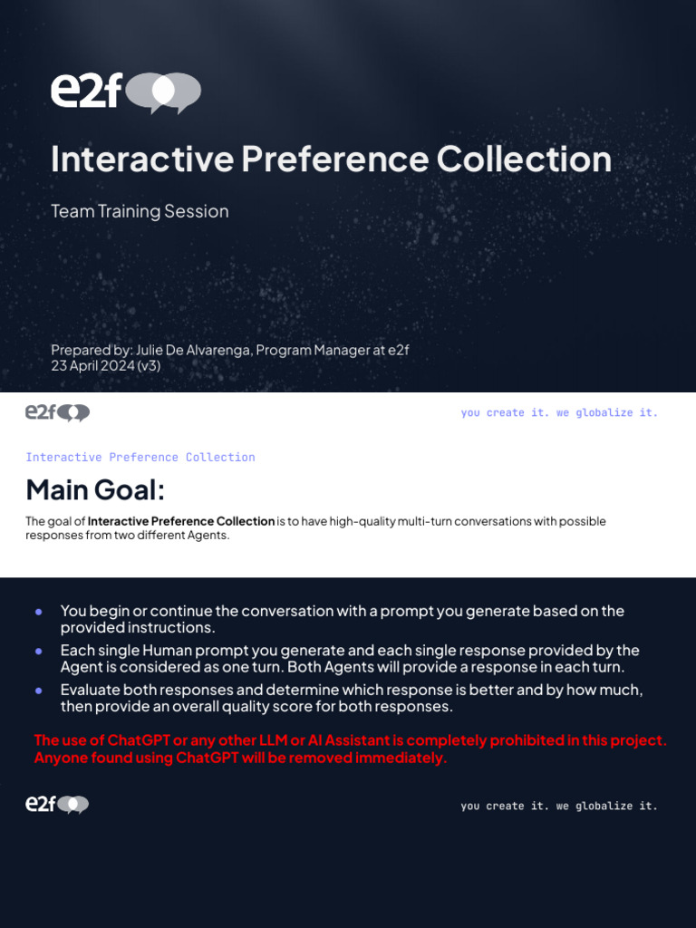Training - Interactive Preference Collection | PDF | Human Communication