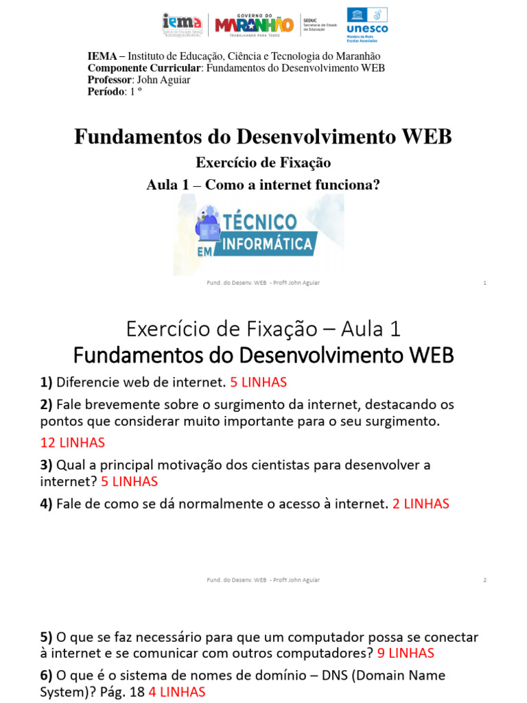 Fundamentos do Desenvolvimento Web | PDF | Internet | Rede mundial de ...