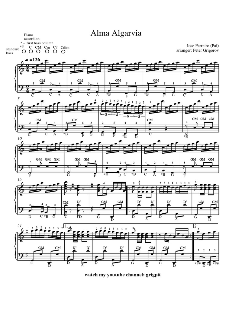 Alma Algarvia Sheet Music | PDF | Keyboard Instruments | Accordion