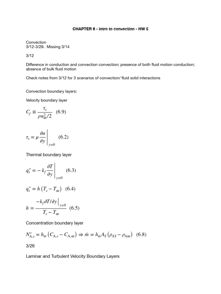 Heat and Mass Transfer Equations | PDF | Boundary Layer | Mechanical ...