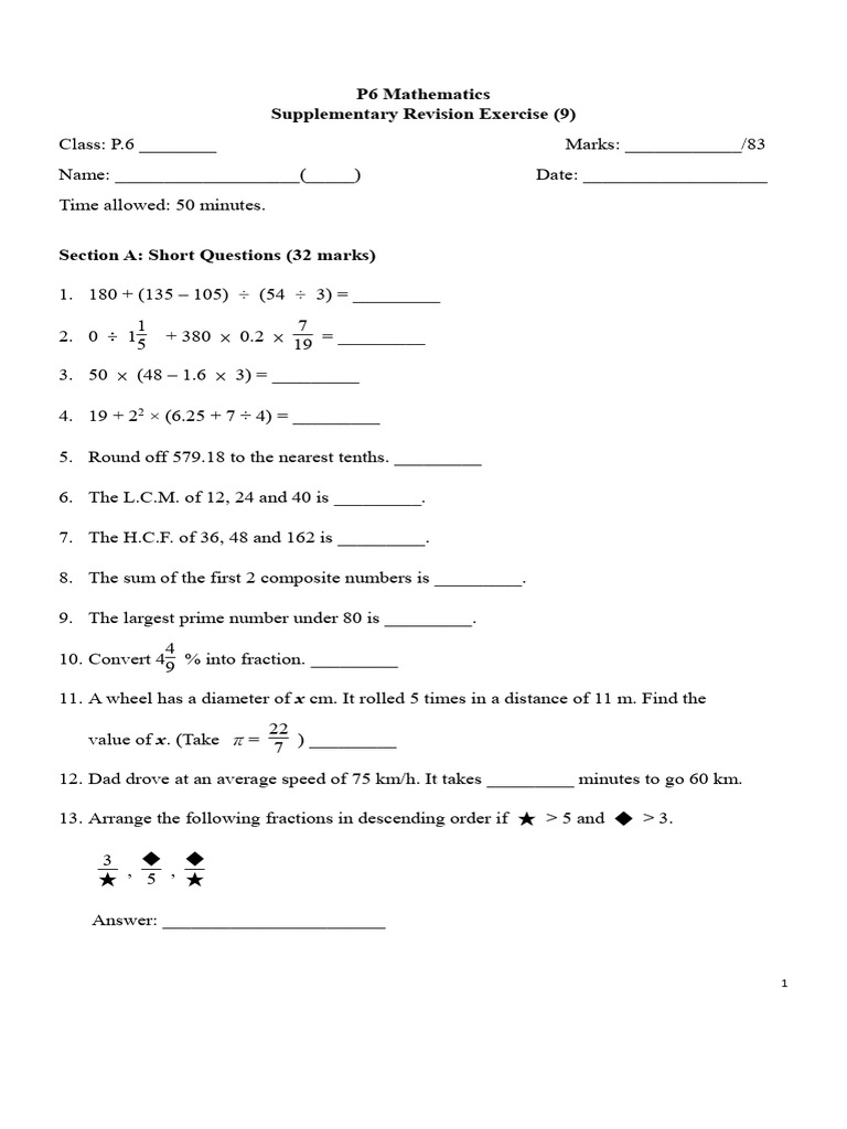 2122 p6 Math Supp Ex For Allocation Ex09 | PDF | Area | Euclidean Plane ...