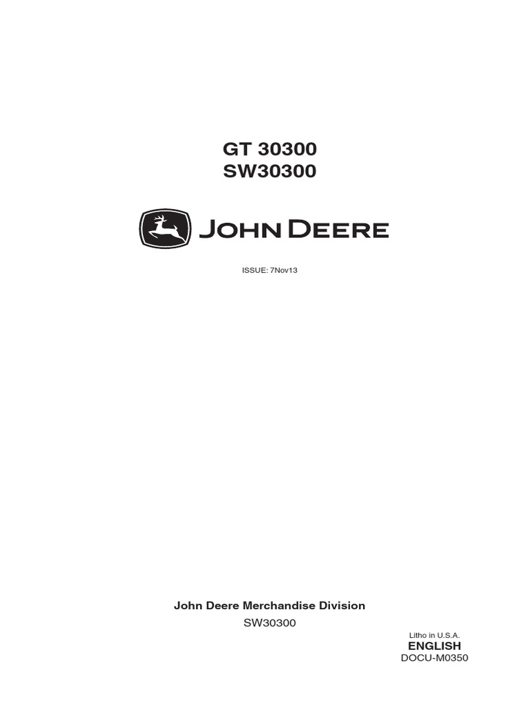 John Deere SW30300 User Manual | PDF | Safety | Calibration