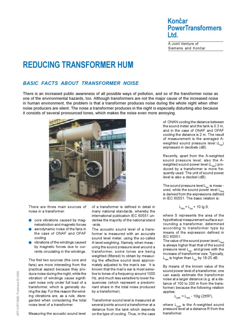 Reducing Transformer Hum Noise Transformer