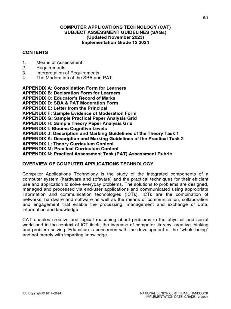 Computer Applications Technology 2024 (Updated Nov 23) | PDF ...