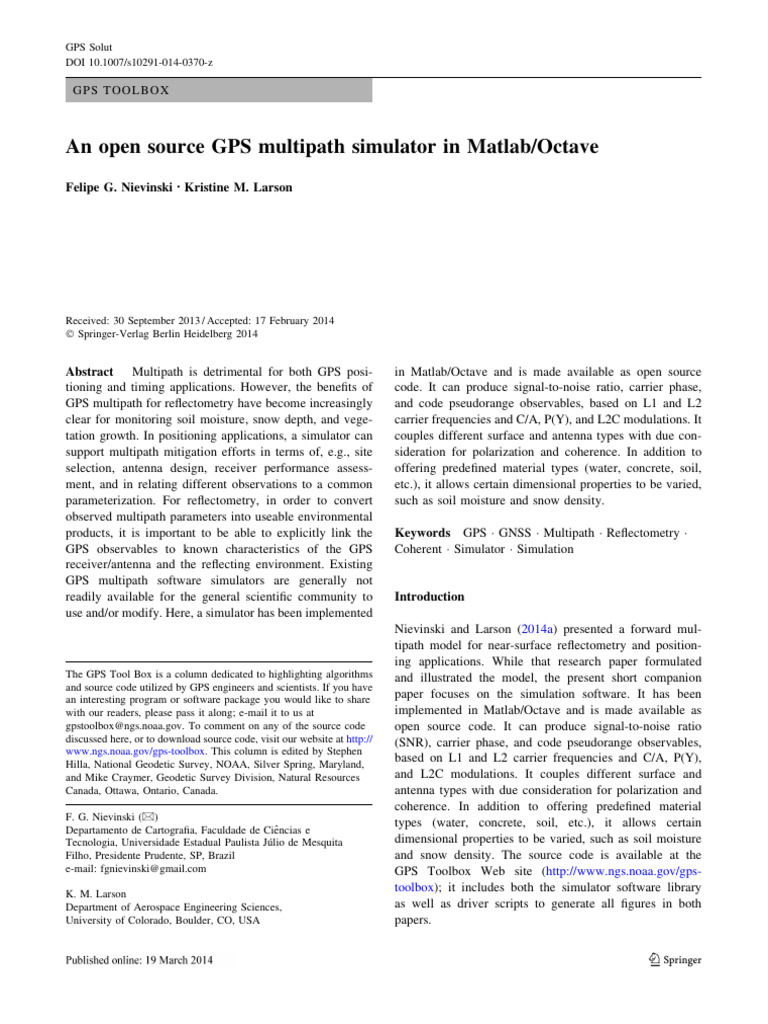 An Open Source GPS Multipath Simulator in Matlab Octave | PDF | Antenna ...