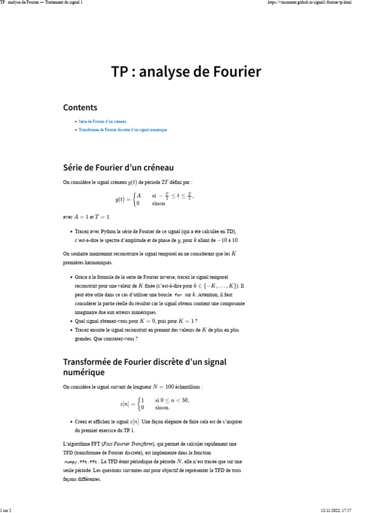 Analyse de Fourier en Python | PDF | Transformation de Fourier ...