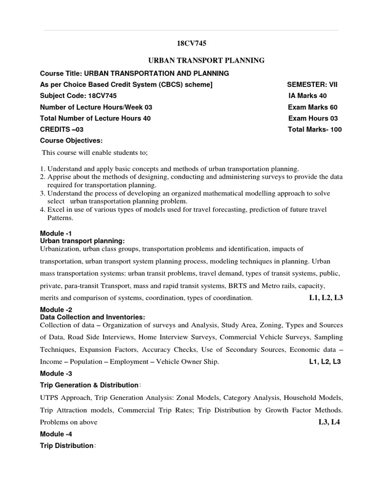 Urban Transportation Planning Overview | PDF | Public Transport | Transport