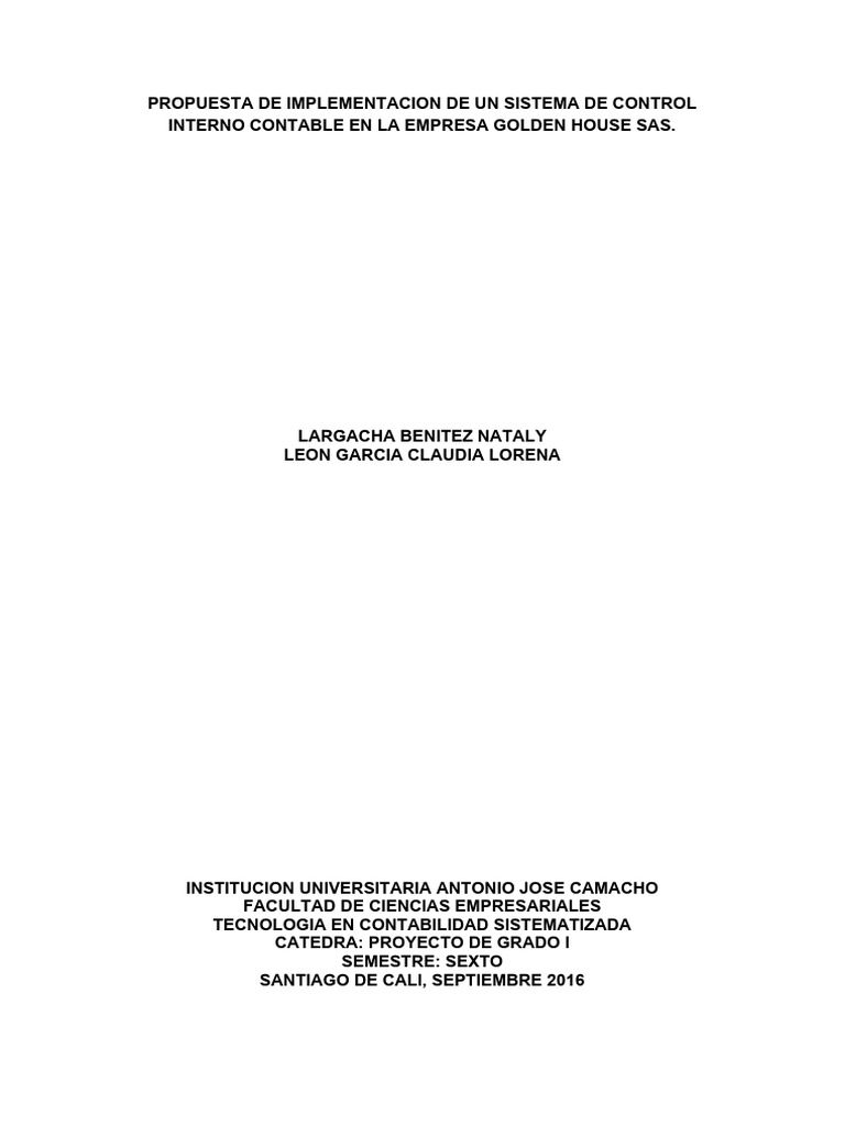 Control Interno Contable para Golden House | PDF | Business | Contabilidad