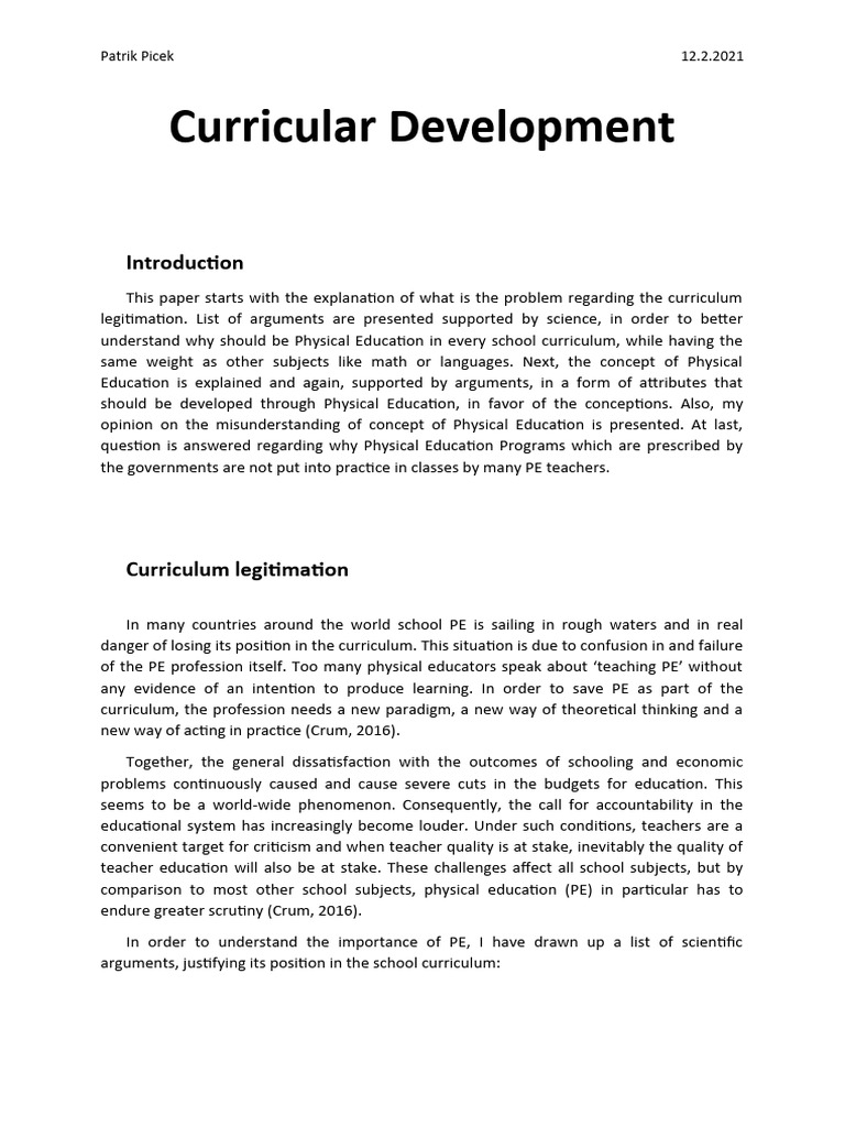 Curricular development patrik picek download free pdf physical