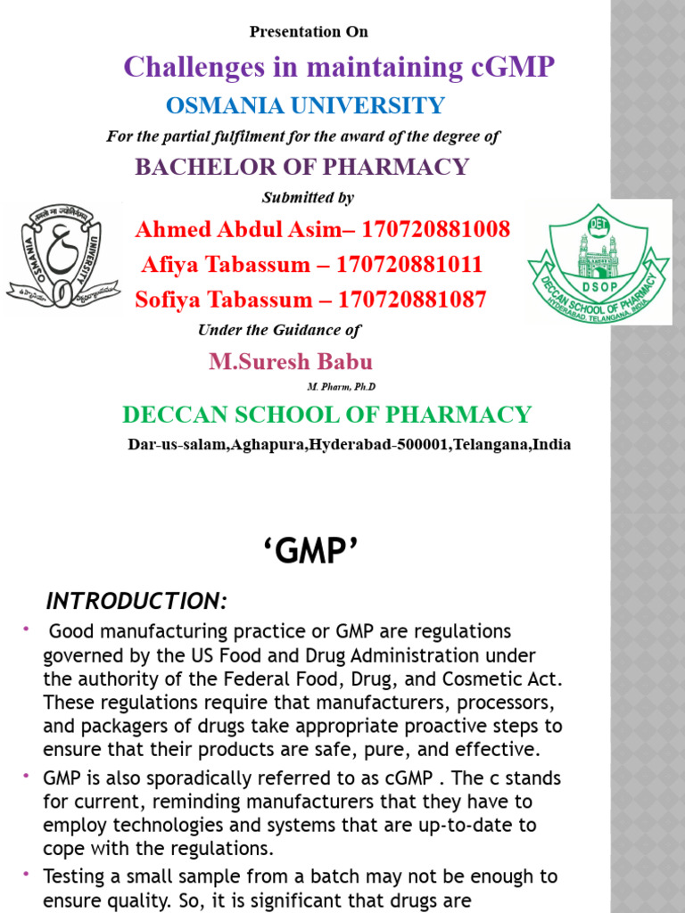 cGMP Compliance Challenges in Pharmacy | PDF | Tablet (Pharmacy) | Food ...