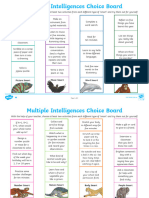 Multiple Intelligences Choice Board Differentiated Activity Sheet