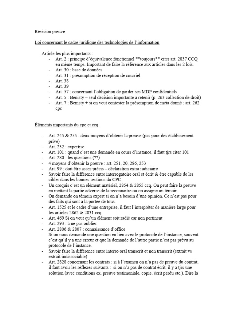 Cadre juridique des preuves en TI | PDF