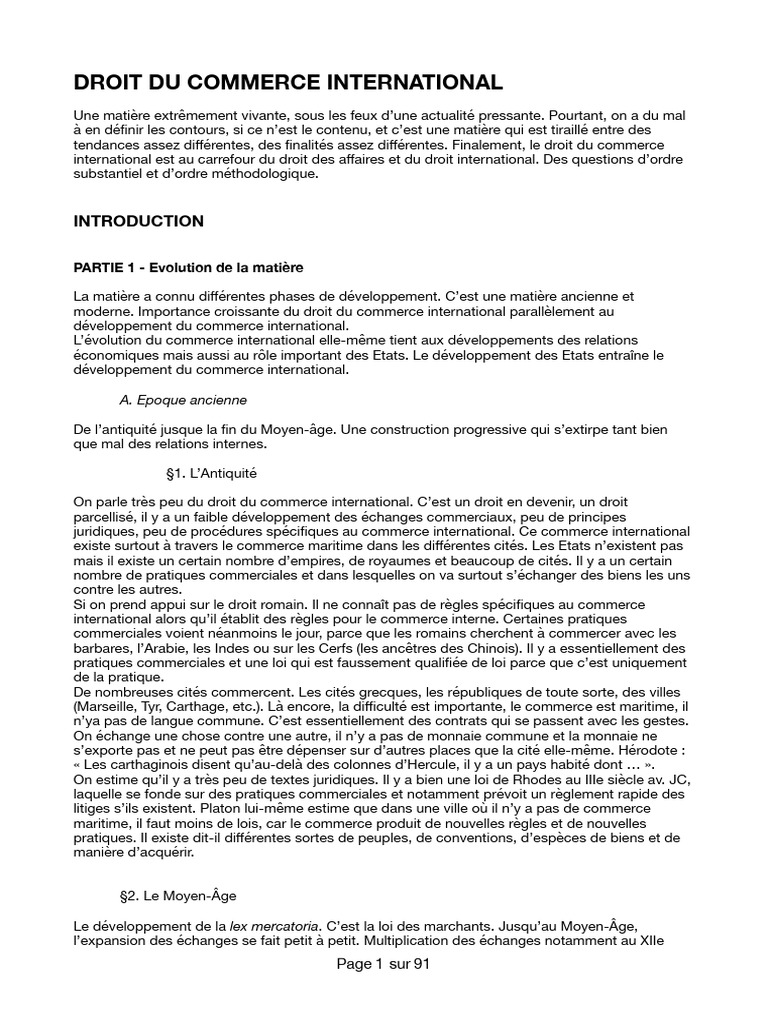Évolution du Droit du Commerce International | PDF | Accord général sur ...