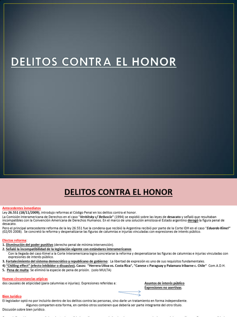 Delitos Contra El Honor | Descargar gratis PDF | Difamación | Derecho penal